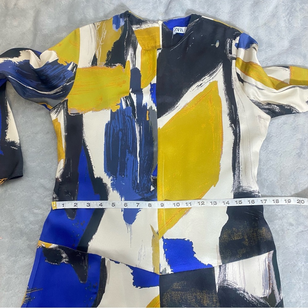 ZARA NWT WOMAN ROUND NECK PRINTED MIDI DRESS MULTICOLORED SIZE M - Picture 15 of 16